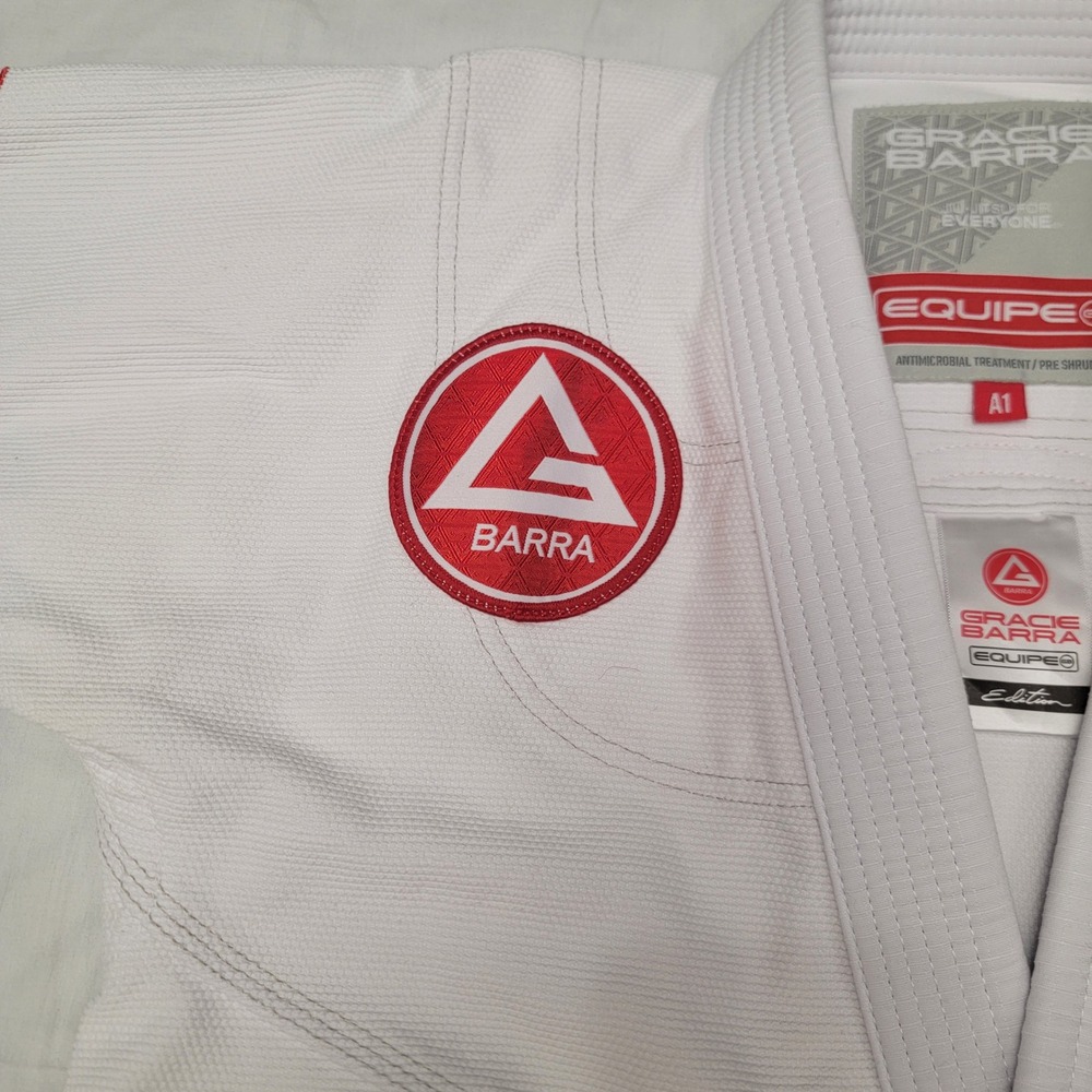 Gracie Barra Equipe GB1 BJJ Gi Top White Cotton Jiu Jitsu Kimono Jacket Size A1 - Picture 13 of 16